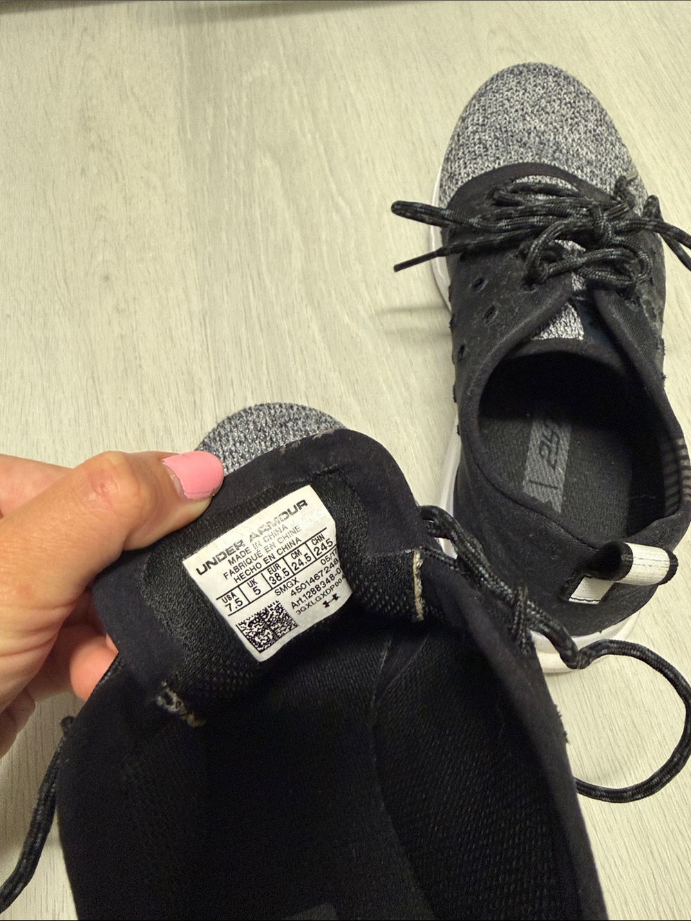 Under Armour Black and Gray Knit Slip-On Sneakers - Picture 3 of 4